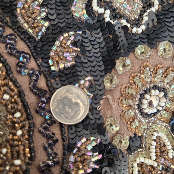 Needle And Thread Art Deco Beaded Dress Flapper Women Black Glam Event 2 - Picture 13 of 16